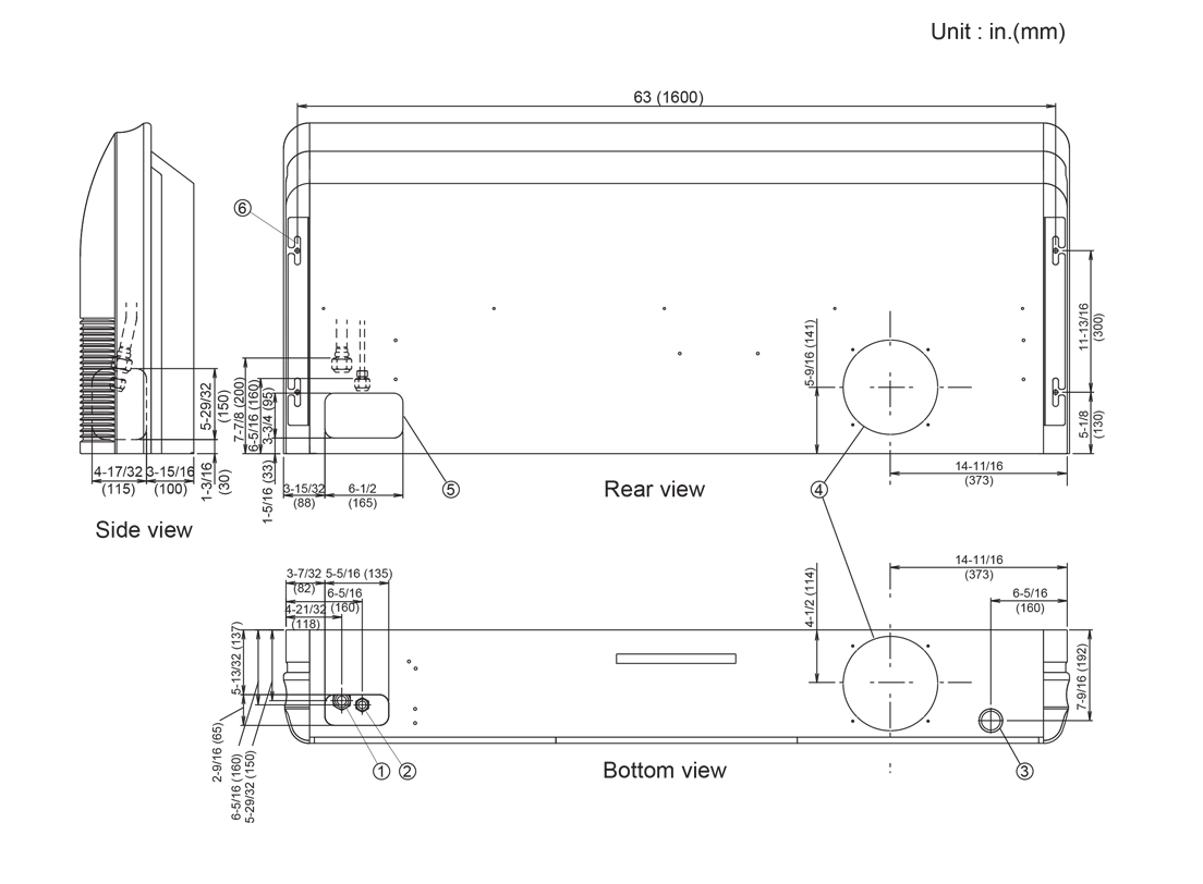 Indoor Units: Dimensions Indoor Units: Dimensions