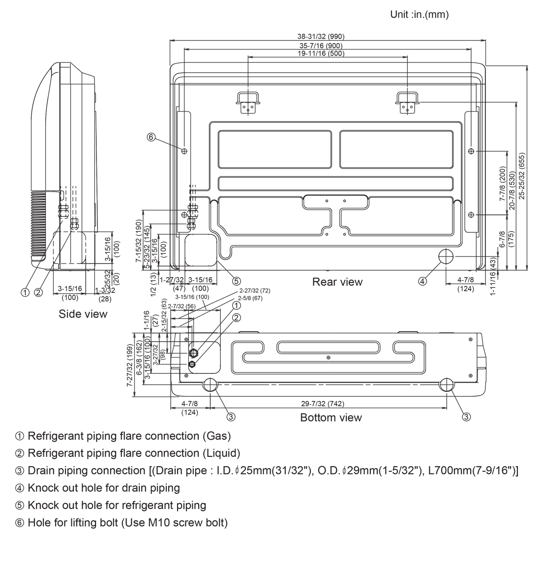 Indoor Units: Dimensions Indoor Units: Dimensions