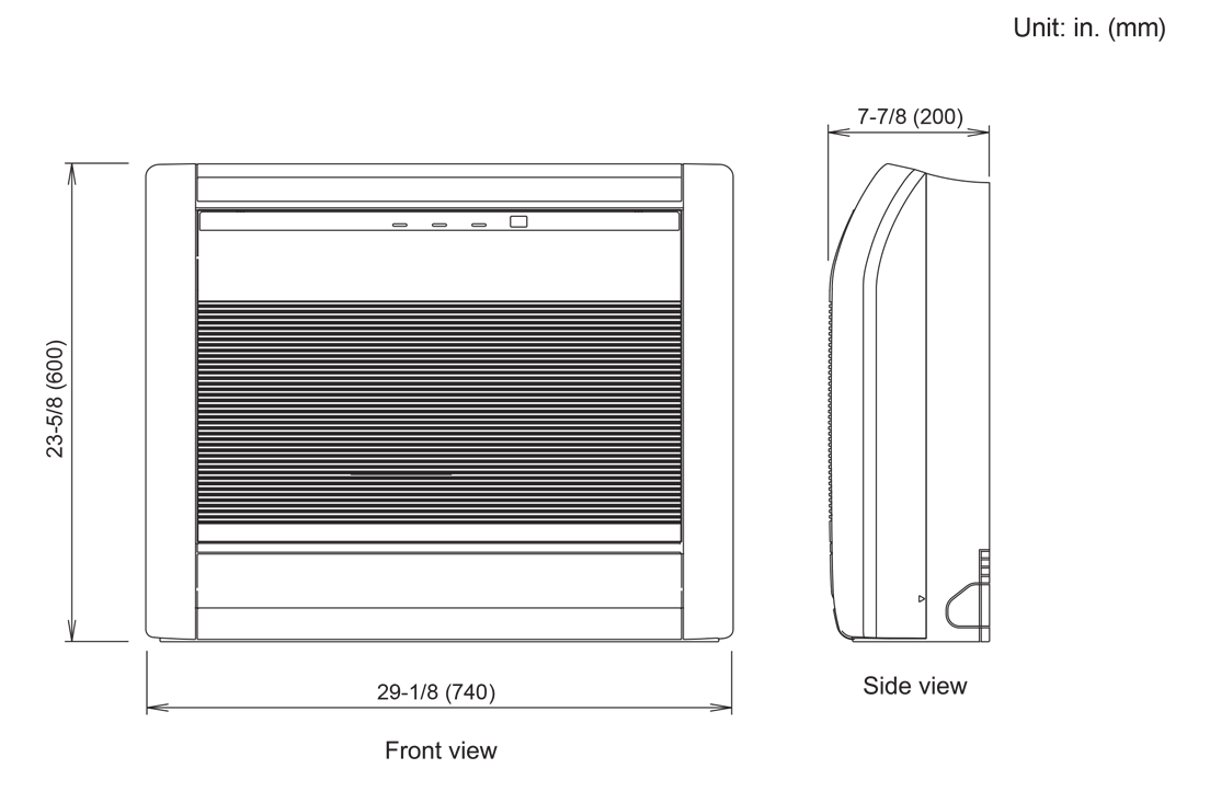 Indoor Units: Dimensions Indoor Units: Dimensions