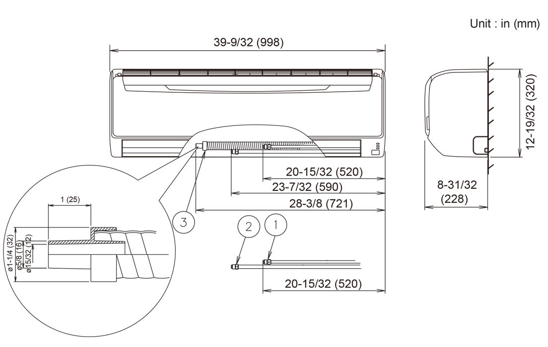 Indoor Units: Dimensions Indoor Units: Dimensions